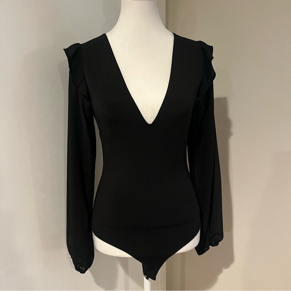 Privy Black V-Neck Bodysuit